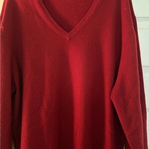 Brooks Brothers Men’s Merino Wool Red V-Neck Pullover Sweater Size XL